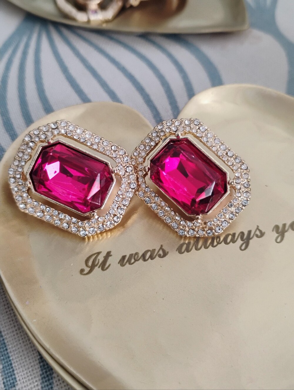 Vintage, Halo Jewel Statement Earrings, Clip On